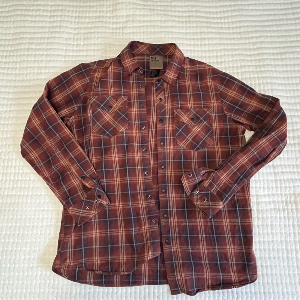 5.11 Tactical Shirt Men's L Plaid Gunner Long Sleeve Snap Up